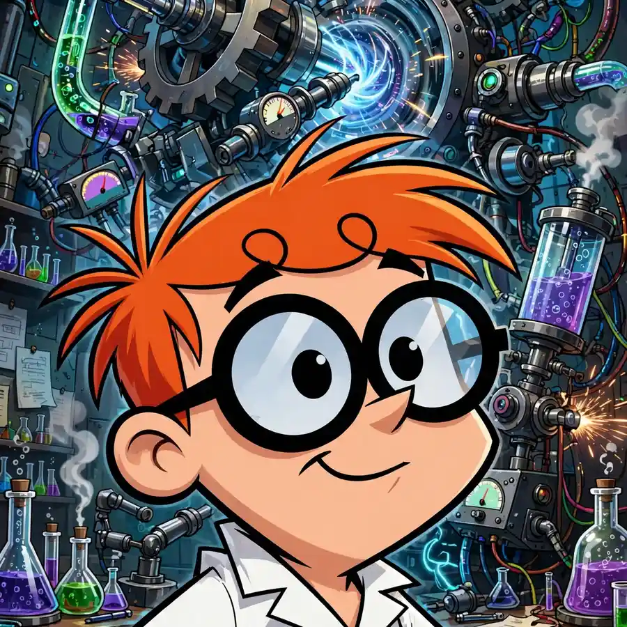 Dexter lab pfp: original Dexter with bubbling test tubes