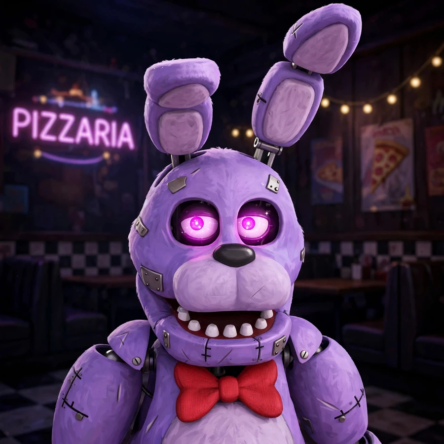 Fnaf pfp: original Bonnie the Bunny animatronic close-up with guitar