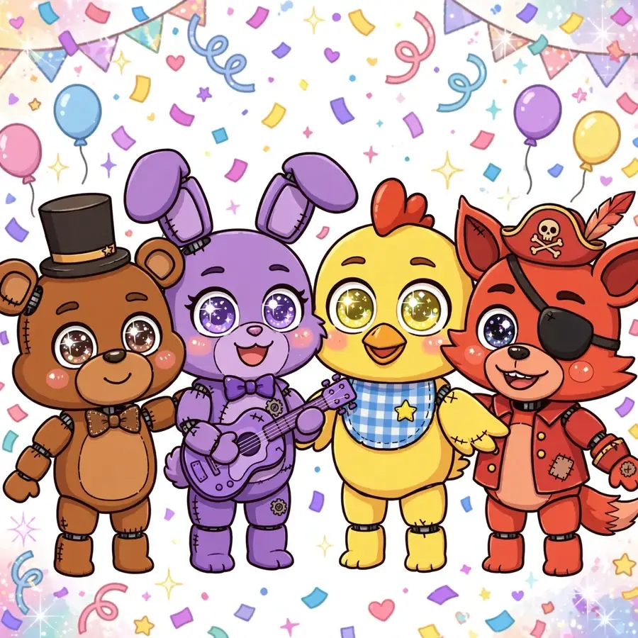 Cute fnaf pfps: original chibi animatronic group