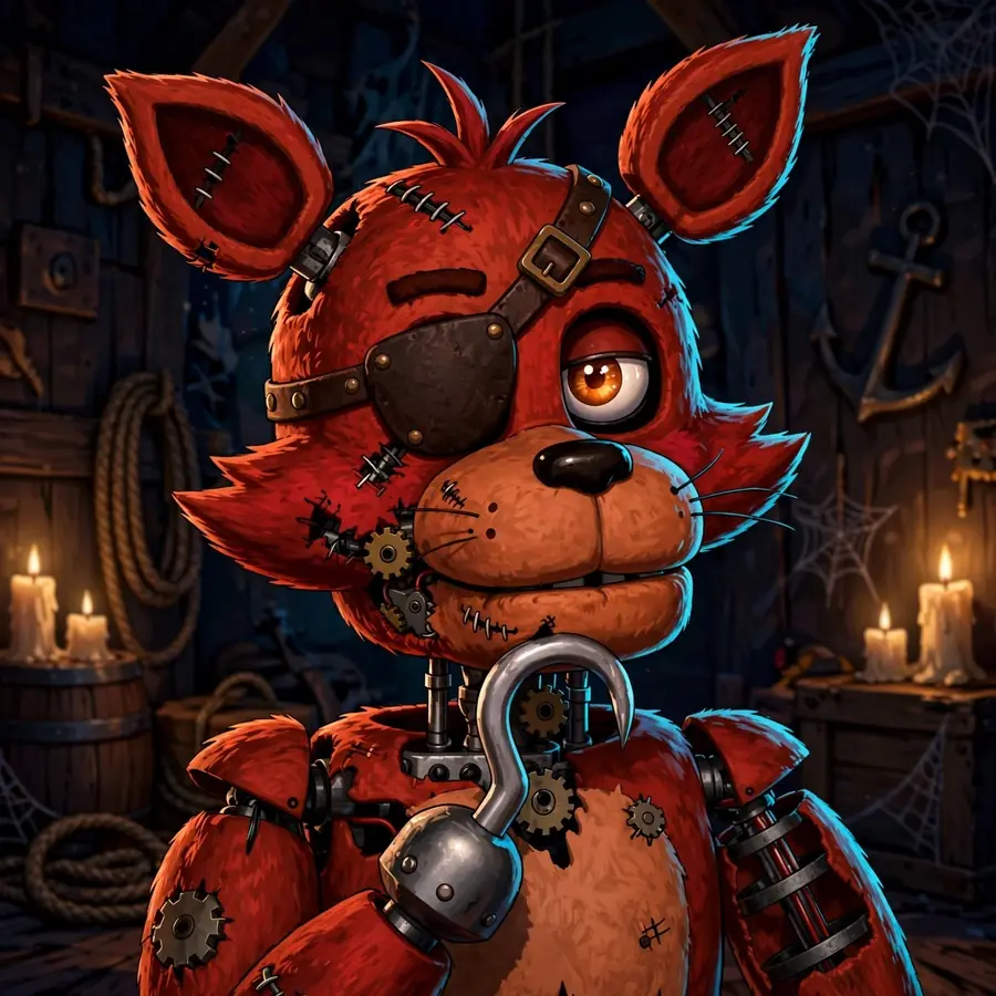 Fnaf pfps: original Foxy animatronic with pirate swagger