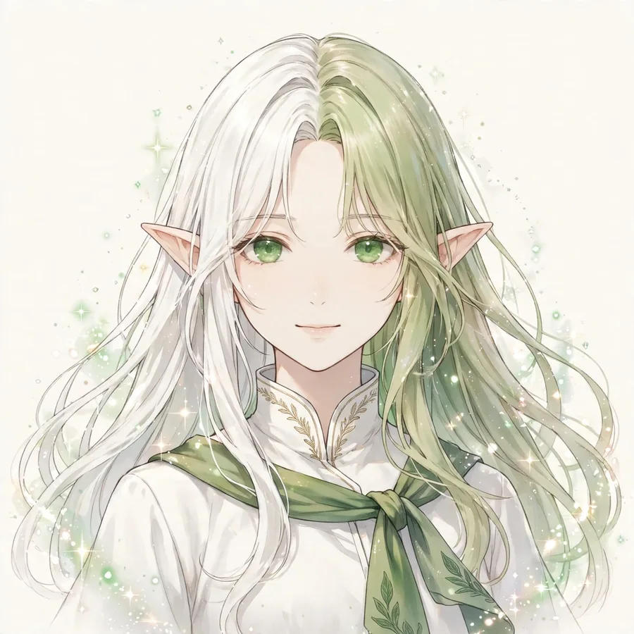 Aesthetic Frieren pfp: original soft two-tone hair on a cream background