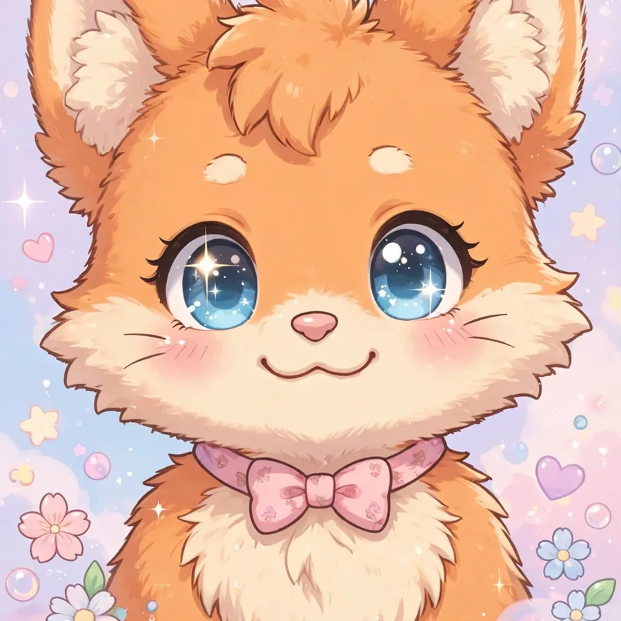 Cute furry pfp: original kawaii fox furry character with big sparkling eyes