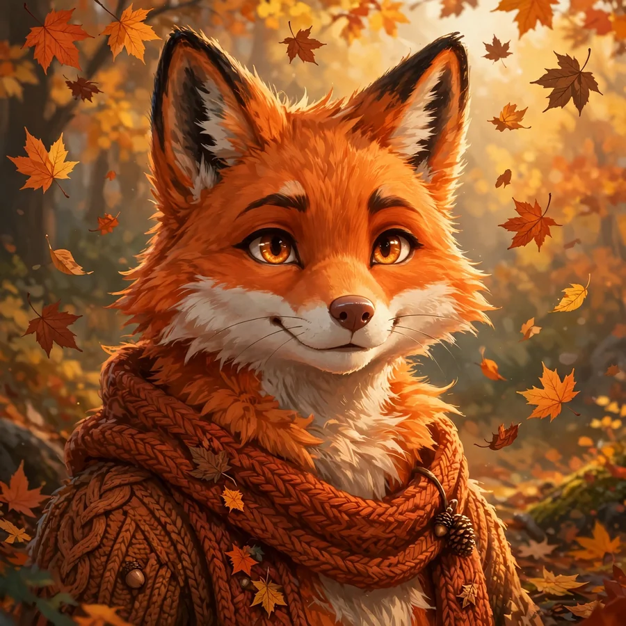 Fox furry pfp: original nine-tailed kitsune with golden fur