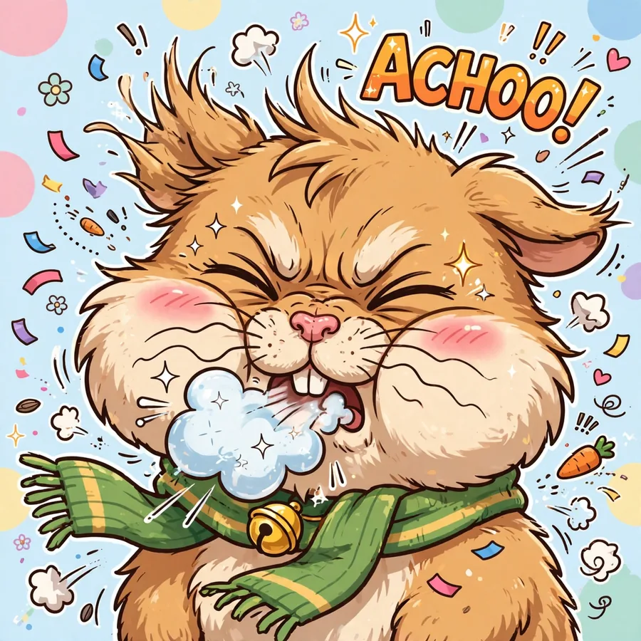 Funny furry pfp: original hamster furry mid-sneeze with a silly face