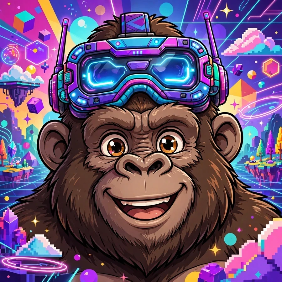 Funny gaming pfp: playful cartoon gorilla wearing a VR headset