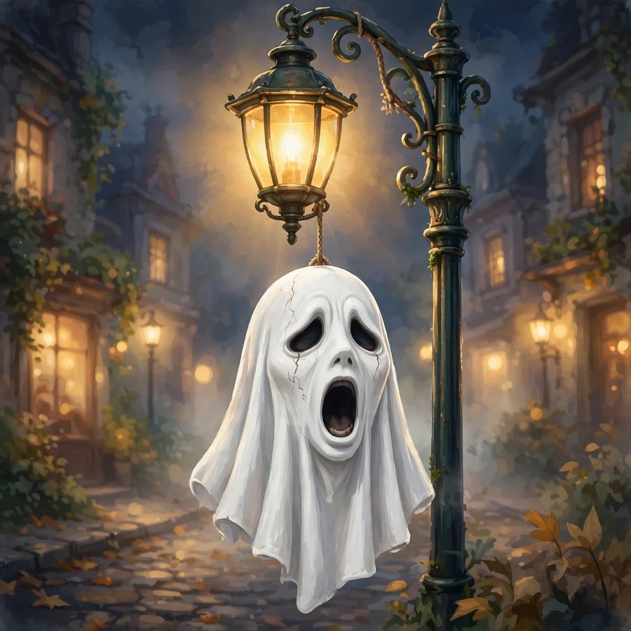 Ghost face pfp: cinematic scream mask under a streetlight at night