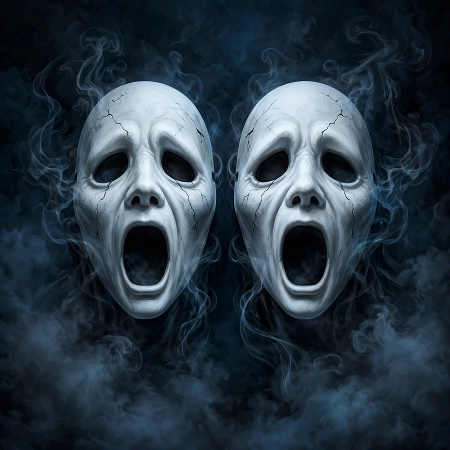 Ghostface pfps: twin screaming masks in dark fog for friends