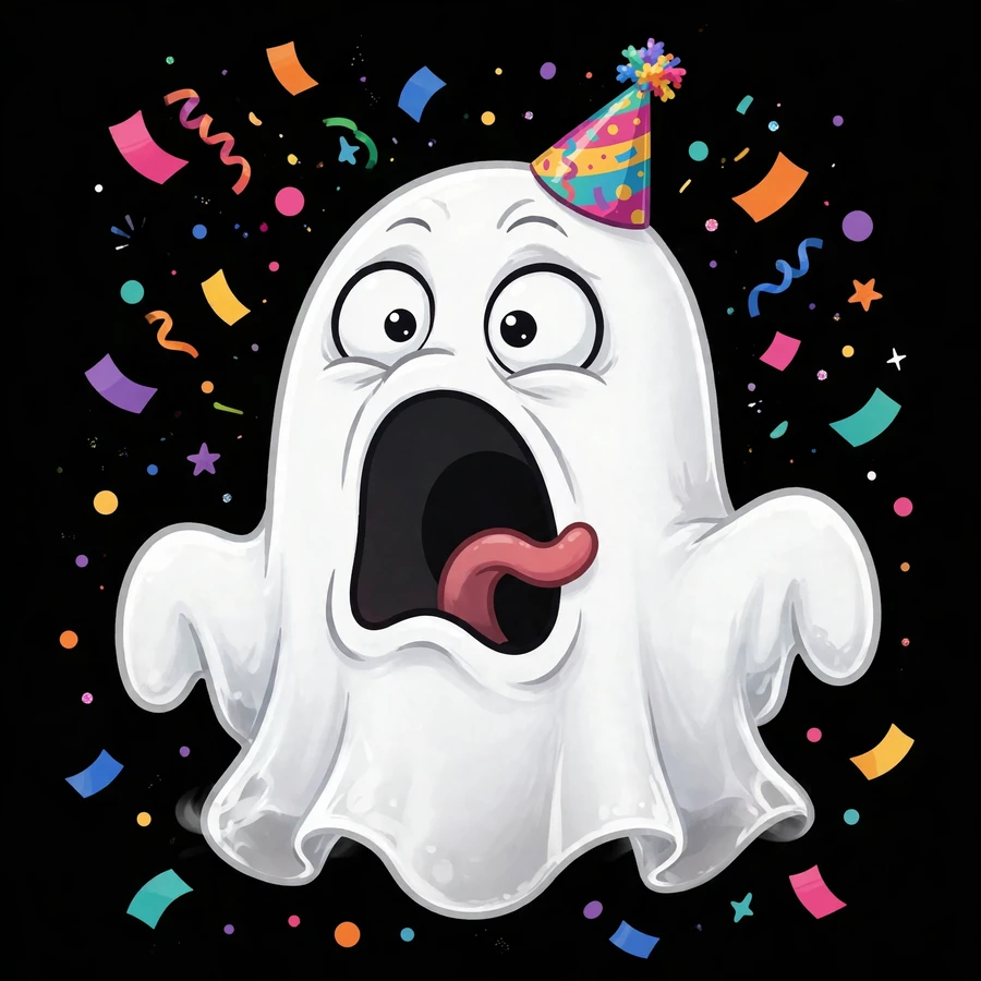 Funny ghostface pfp: scream mask wearing a tiny party hat