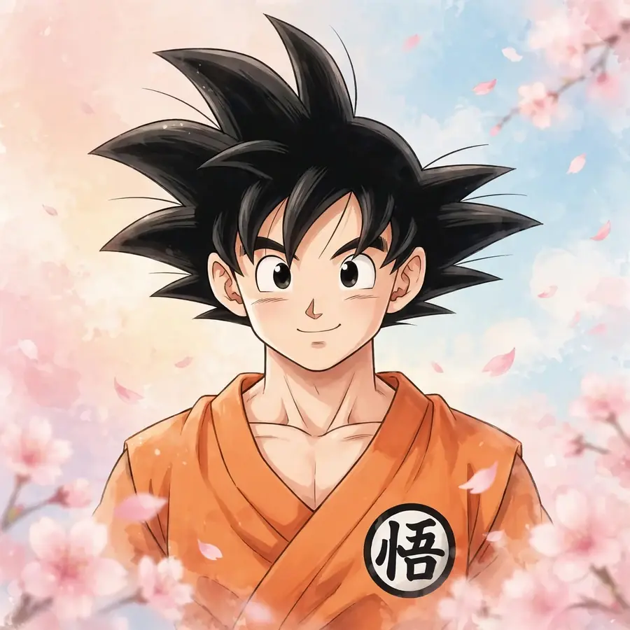 Goku pfp aesthetic: original hero in soft pastel clouds