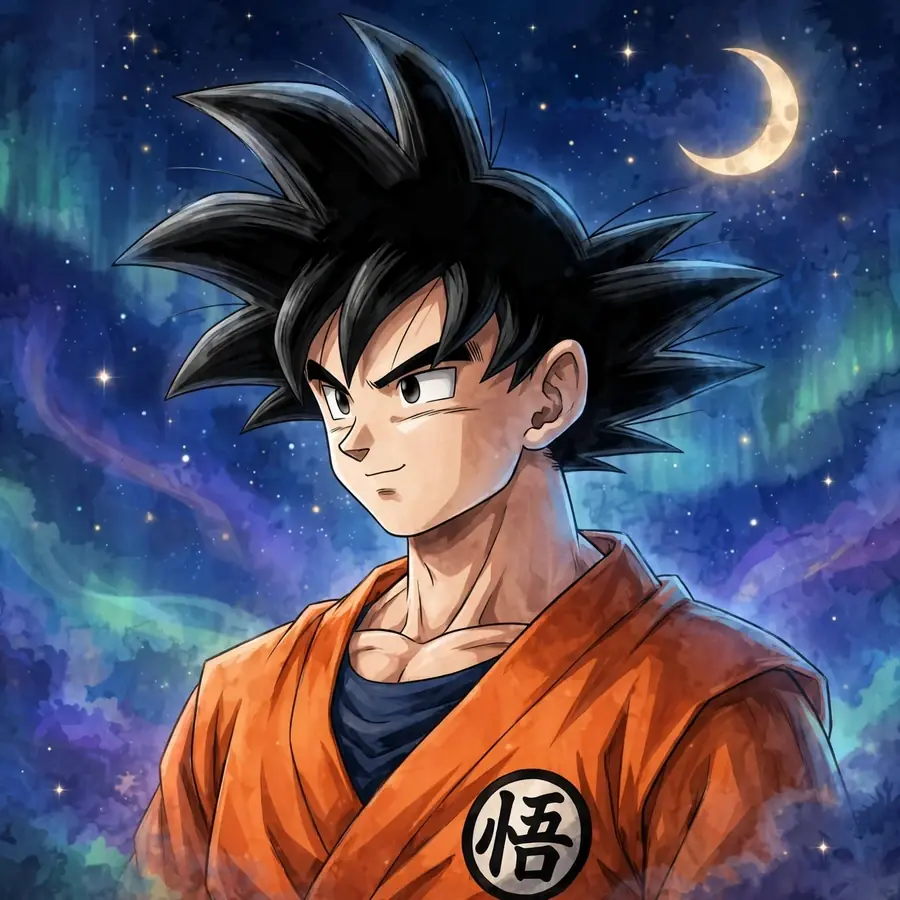 Goku aesthetic pfp: original hero under a starry night sky