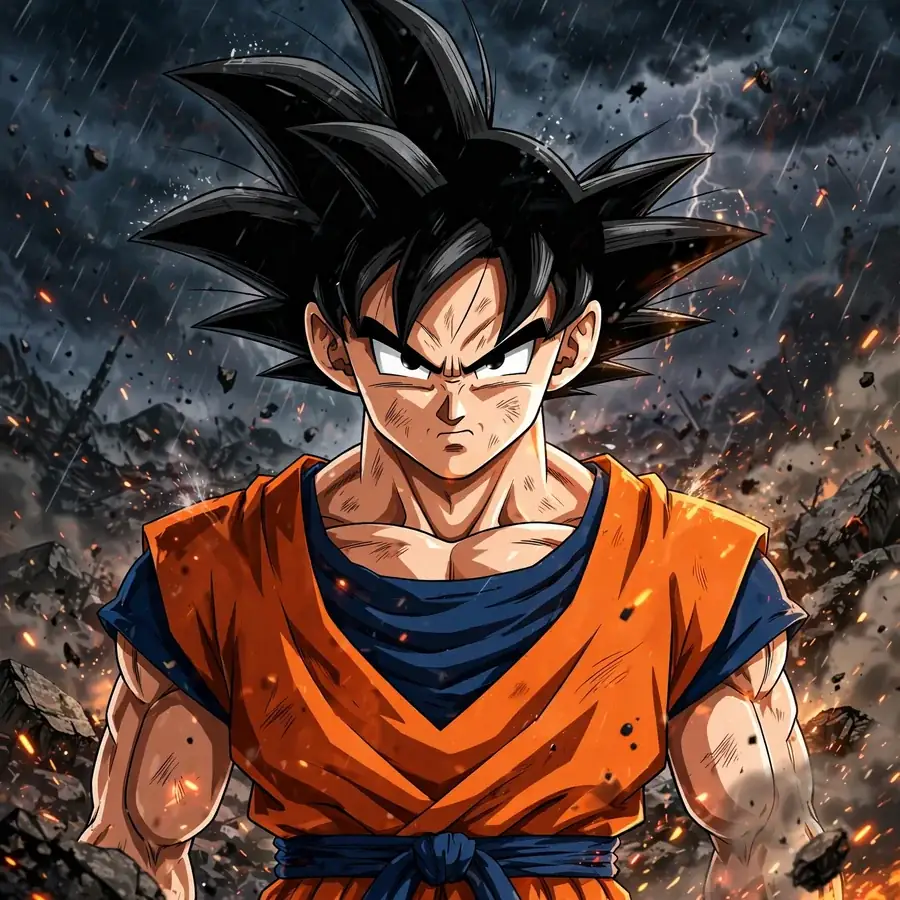 Goku pfp: original close-up portrait of spiky-haired Saiyan hero
