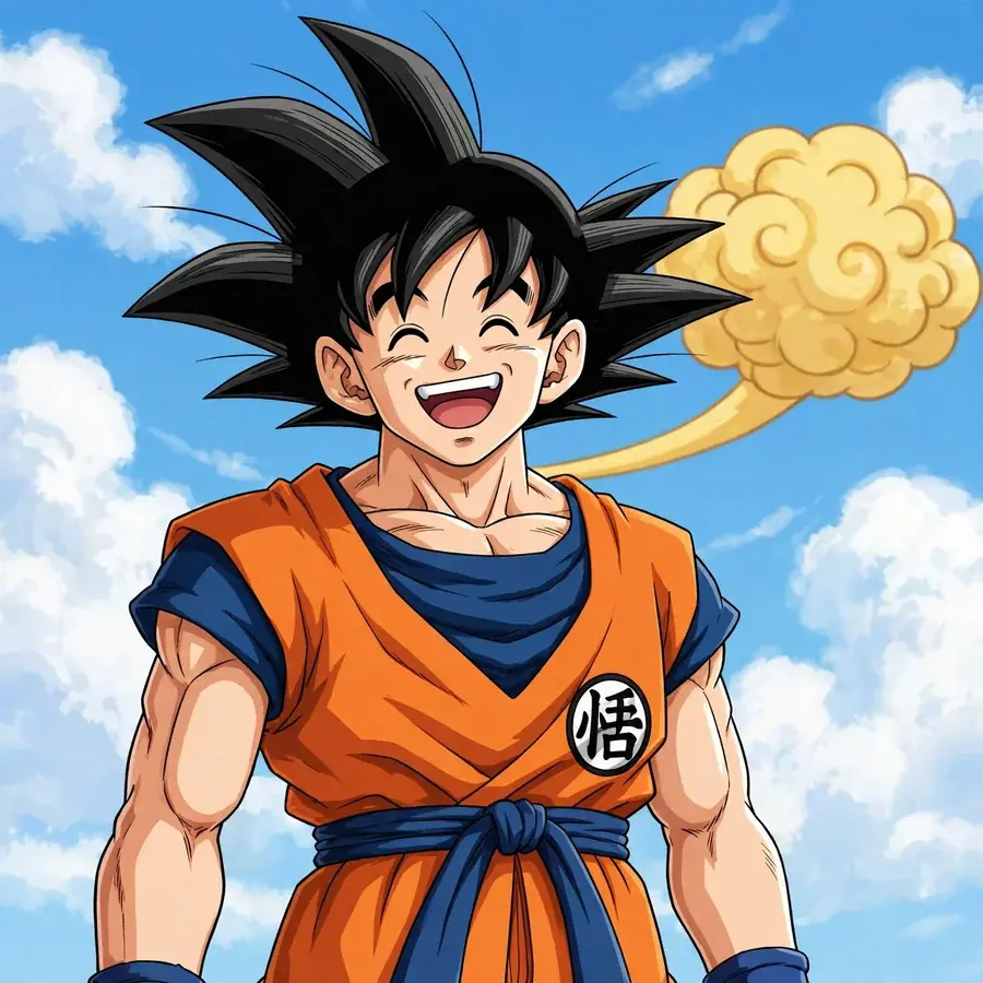 Classic goku pfp: original hero with arms crossed, confident Saiyan smile
