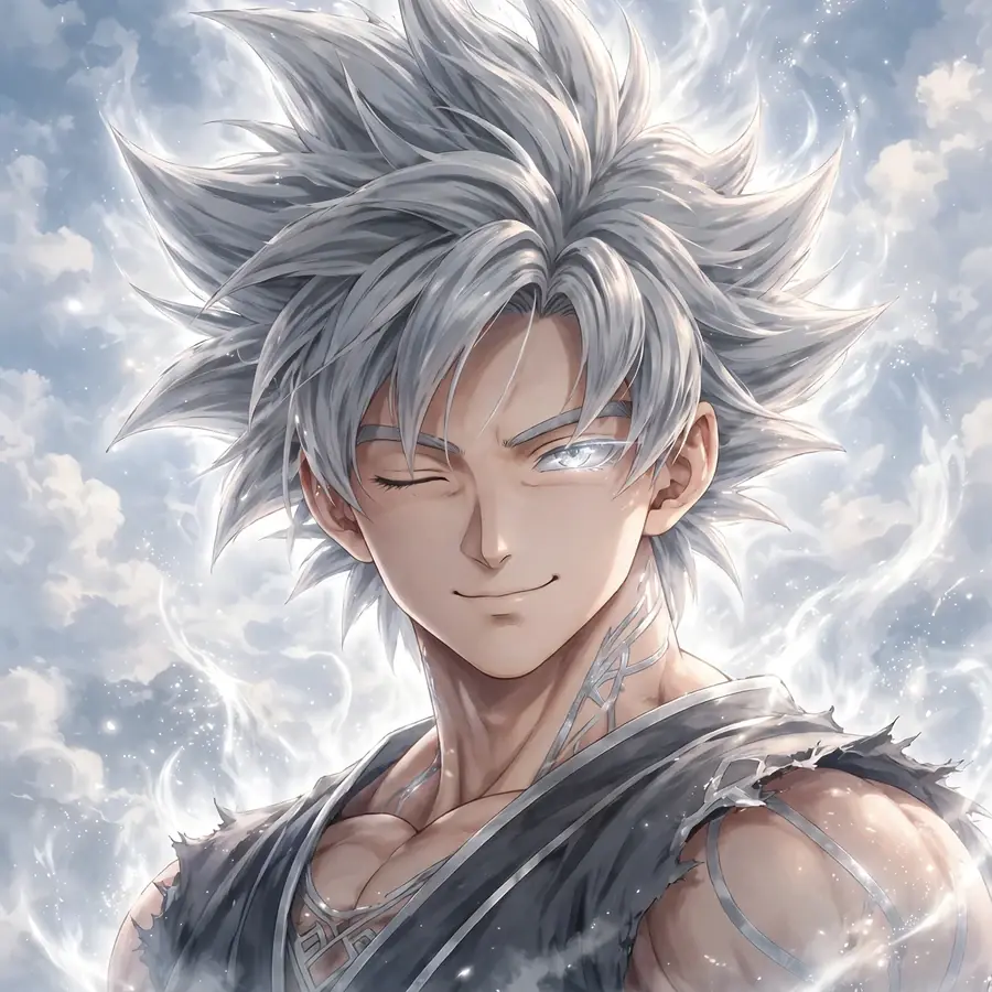 Ultra instinct goku pfp: original close-up with glowing silver eyes