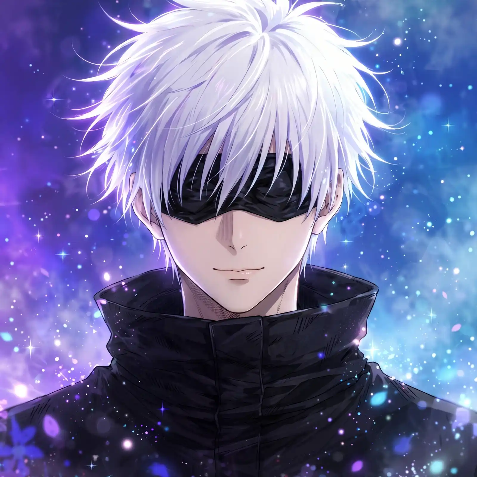 Gojo aesthetic pfp: original Satoru Gojo in purple blue ethereal gradient