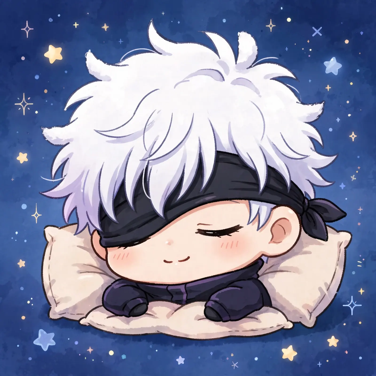 Chibi gojo pfp: original tiny Satoru Gojo sleeping peacefully