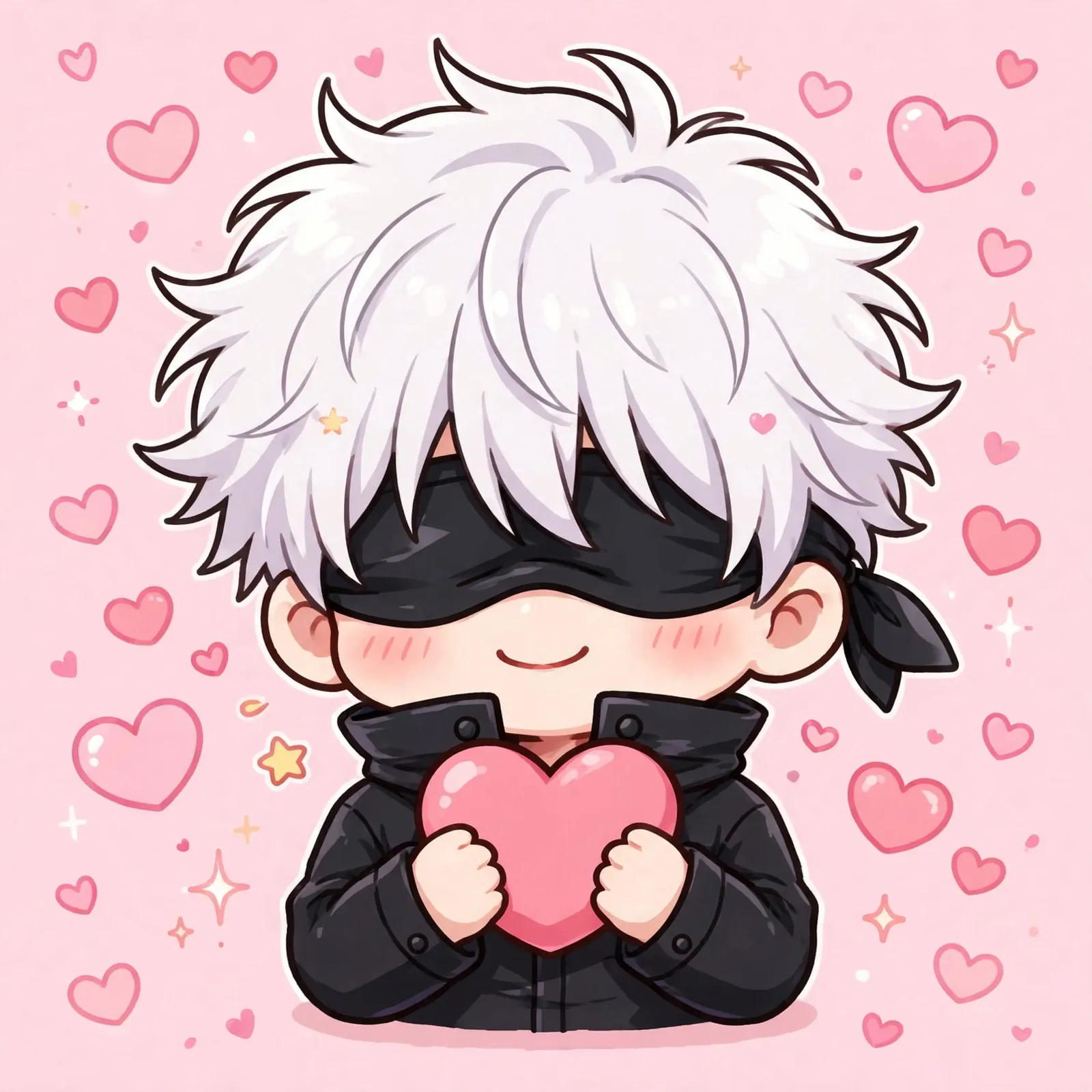 Chibi gojo pfp: original mini Satoru Gojo holding a heart