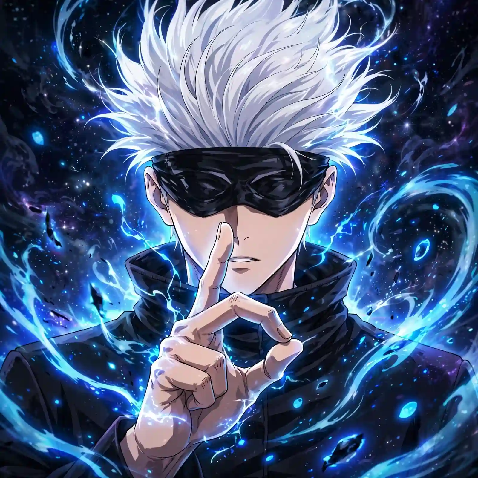 Cool gojo pfps: original Gojo Satoru in domain expansion pose with energy