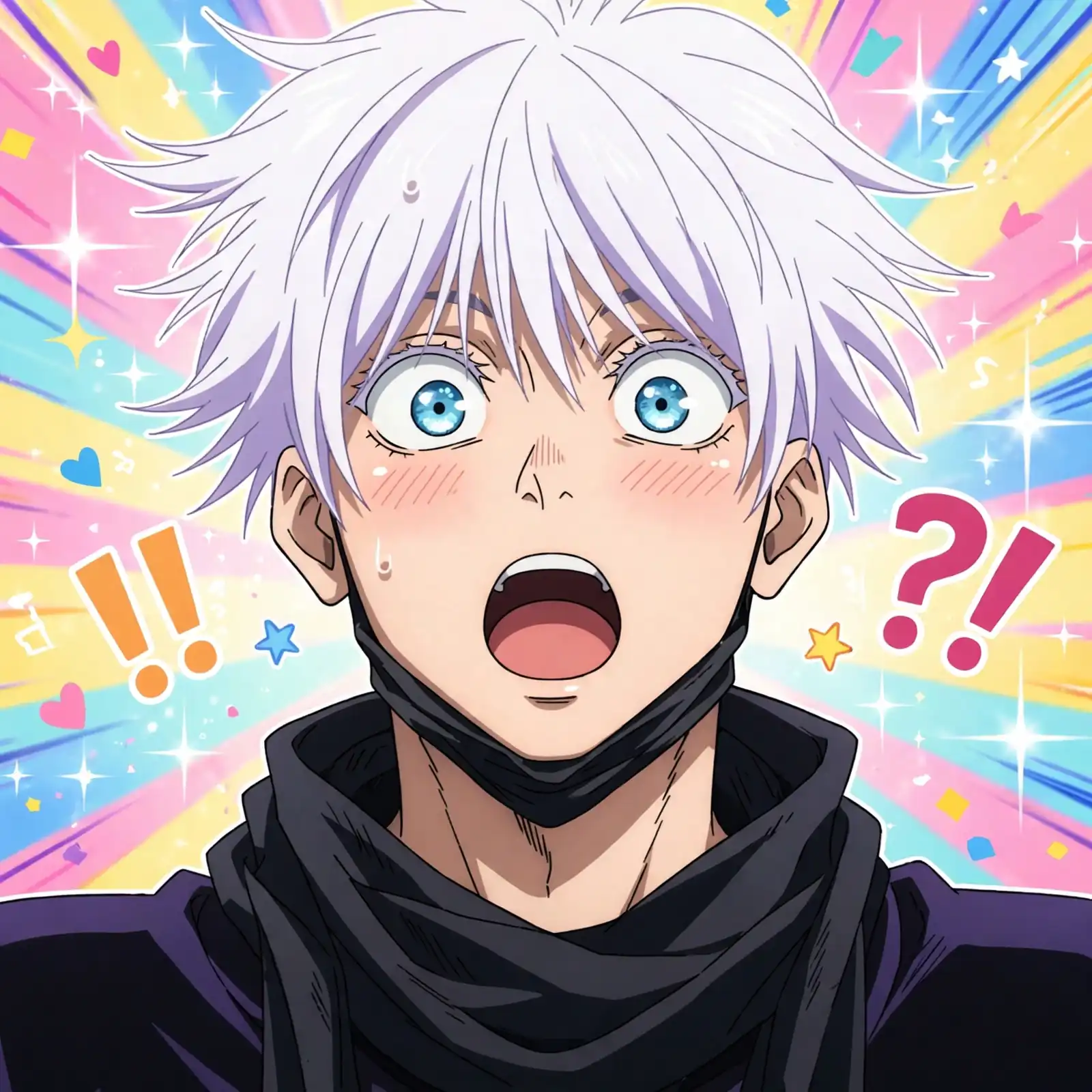 Funny gojo pfp: original Satoru Gojo with exaggerated surprised expression