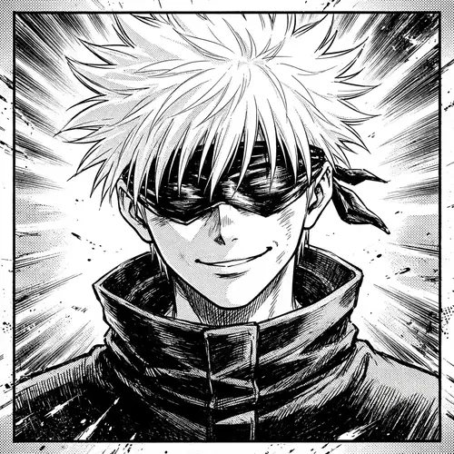 Manga gojo pfp: original Satoru Gojo with bold shonen shading