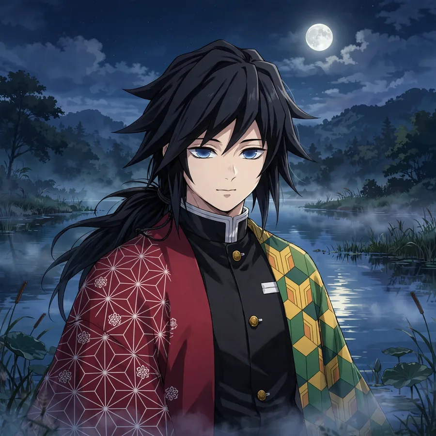 Calm Giyu pfps: original moonlit lake