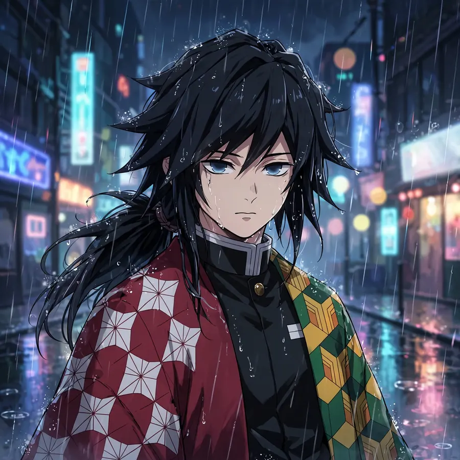 Dark Giyu pfps: original neon rain