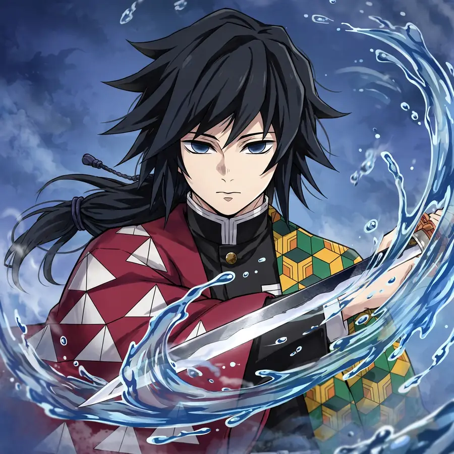 Fighting Giyu pfp: original sword mid-slash