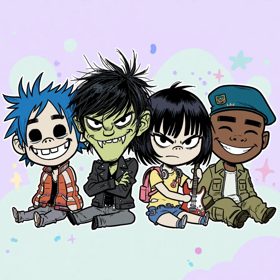 Chibi Gorillaz pfps: original tiny band