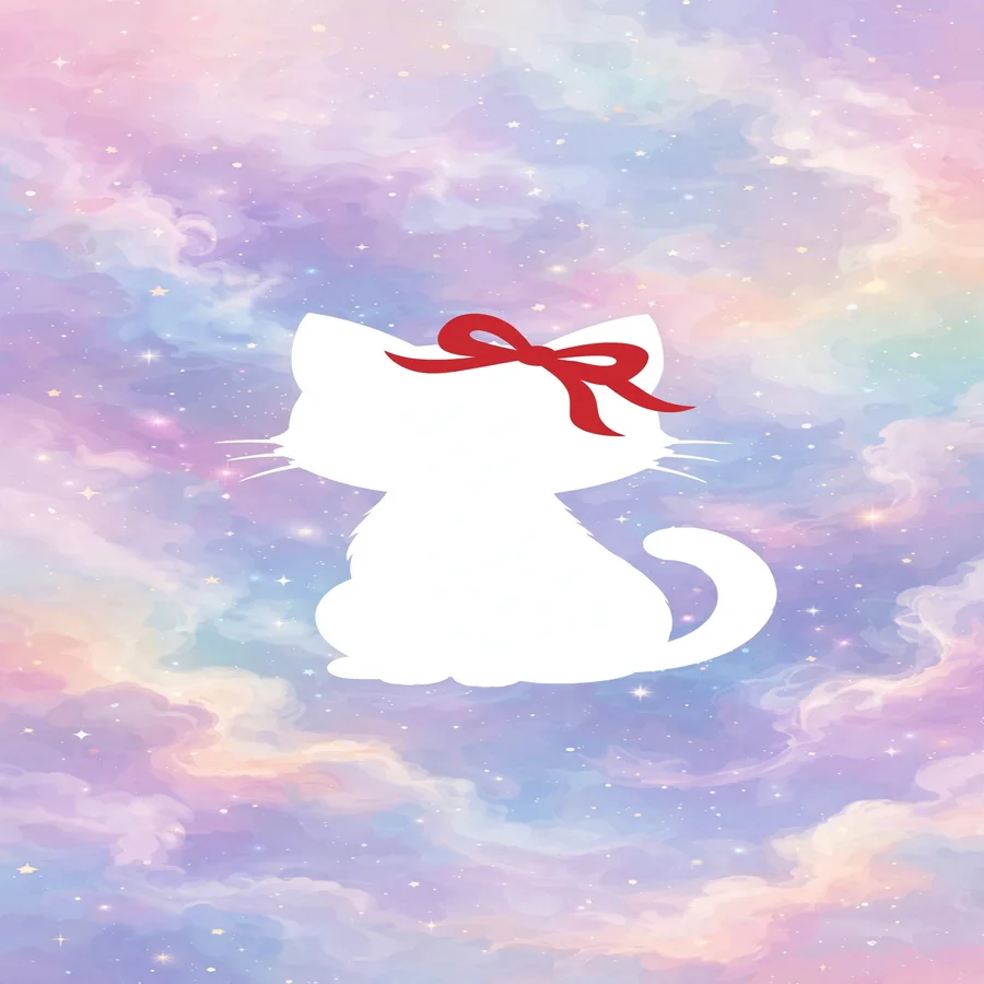 Pfp aesthetic hello kitty: original cat silhouette against a pastel galaxy sky