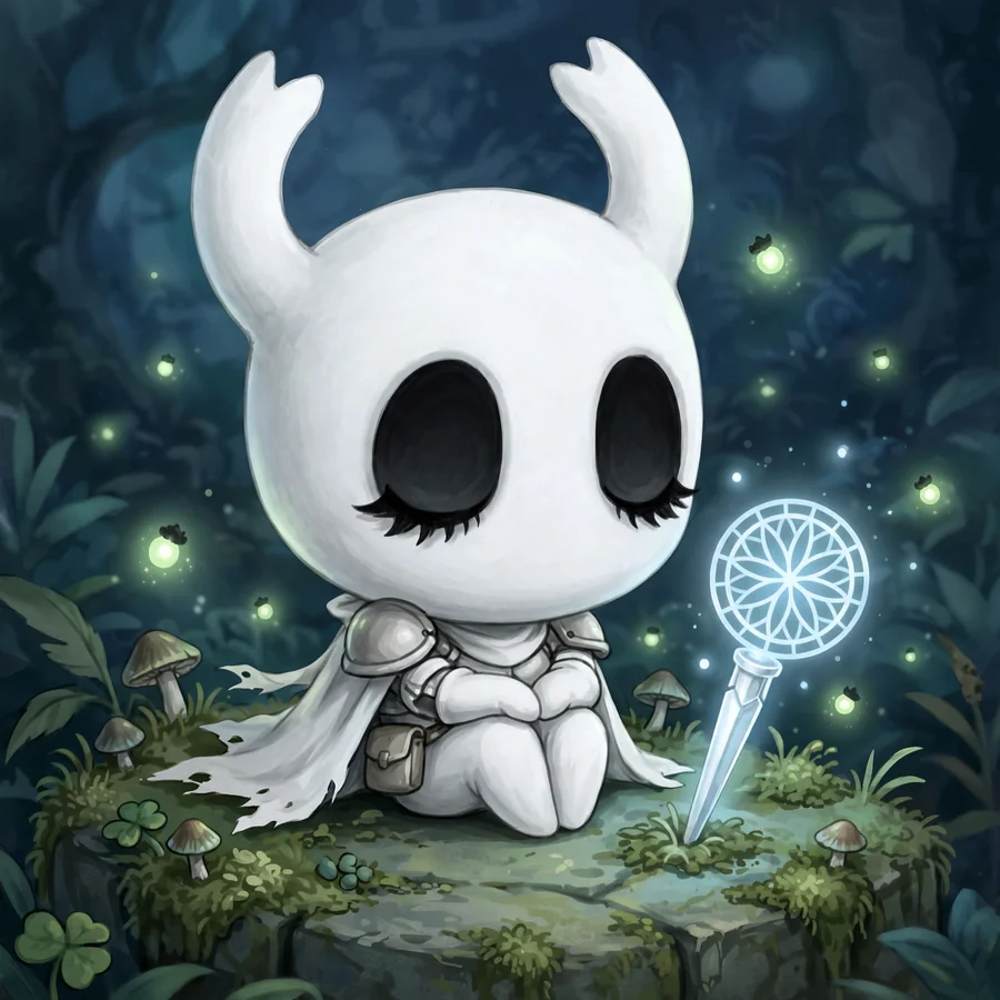 Chibi Hollow Knight pfp: original tiny sitting