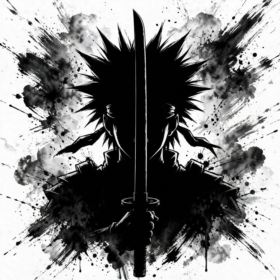 Ichigo manga pfp: original brush-stroke silhouette with ink wash