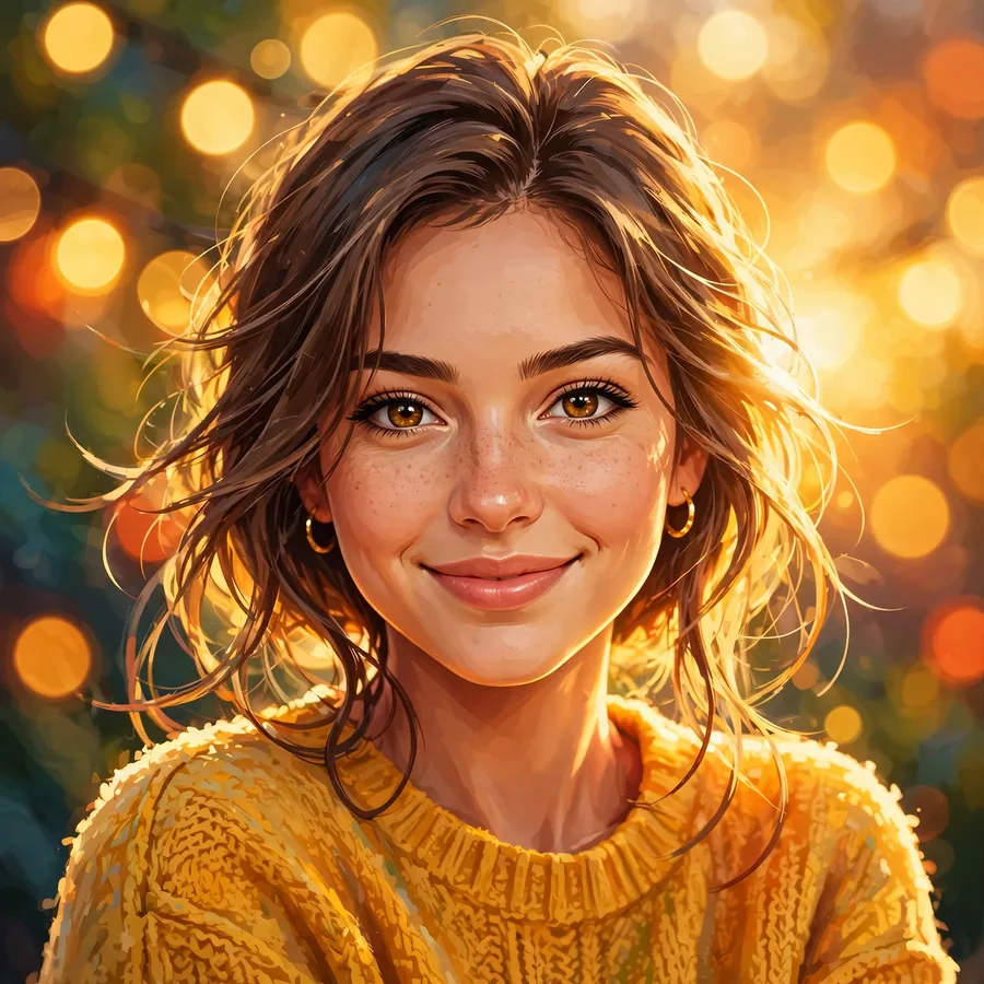 Best pfp for instagram: golden-hour portrait of a girl with soft bokeh lights