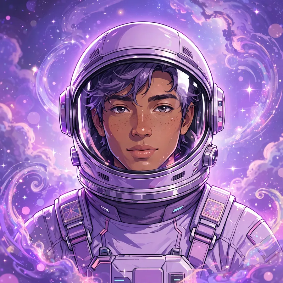 Best insta pfp: stylish astronaut floating in a pastel purple galaxy