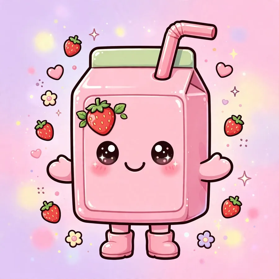Aesthetic cute instagram pfp: adorable strawberry milk carton character