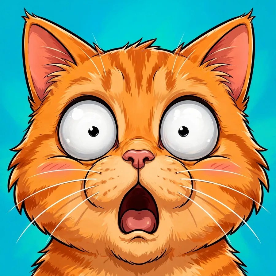 Funny pfp for instagram: hilarious shocked orange cat with huge wide eyes