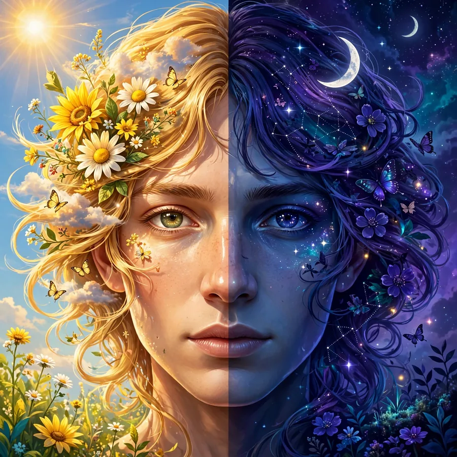 Instagram profile picture ideas: split portrait half day half night