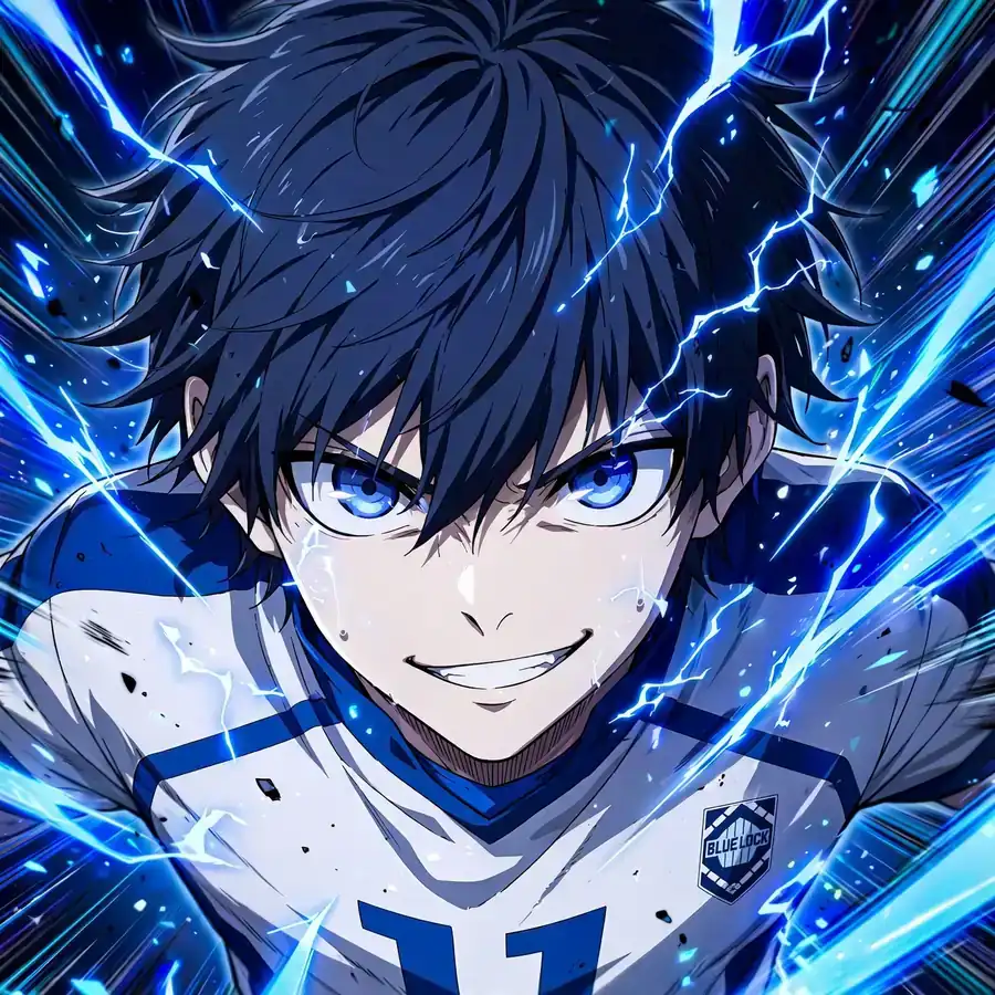 Anime Isagi pfps: original lightning aura striker