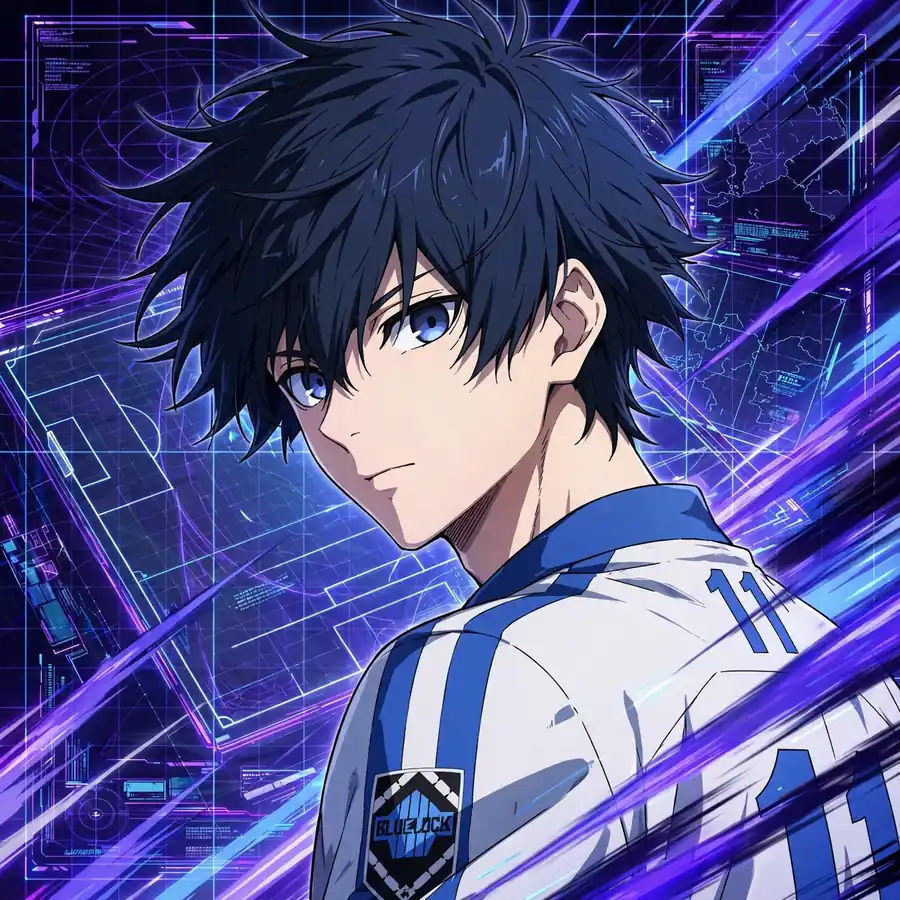 Isagi anime pfp: original Dutch angle dynamic pose