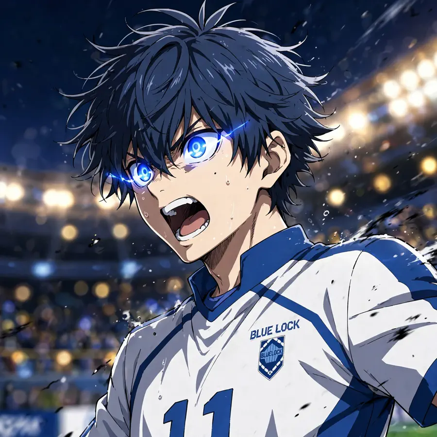 Isagi pfp: original stadium bokeh background portrait
