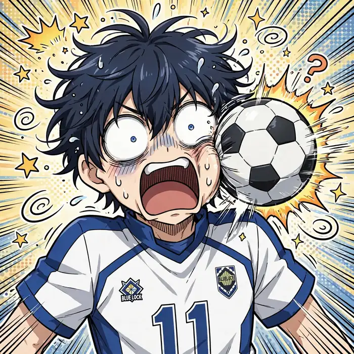 Funny Isagi pfp: original shocked face after ball smack