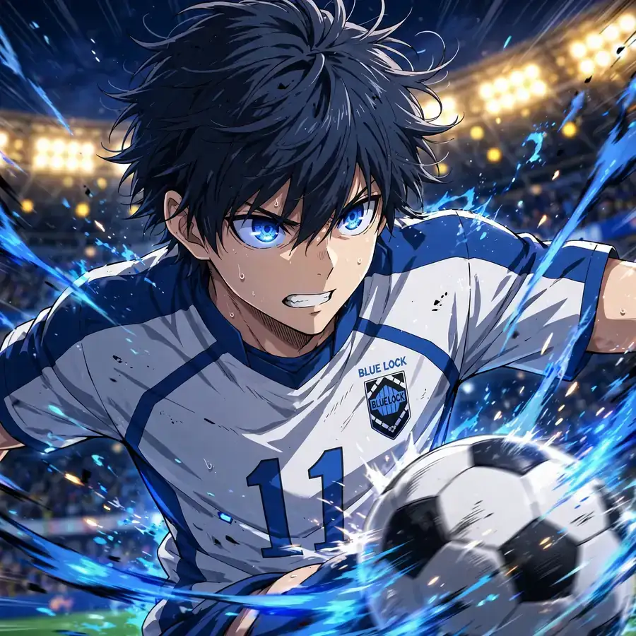 Isagi match pfp: original mid-kick action with motion blur