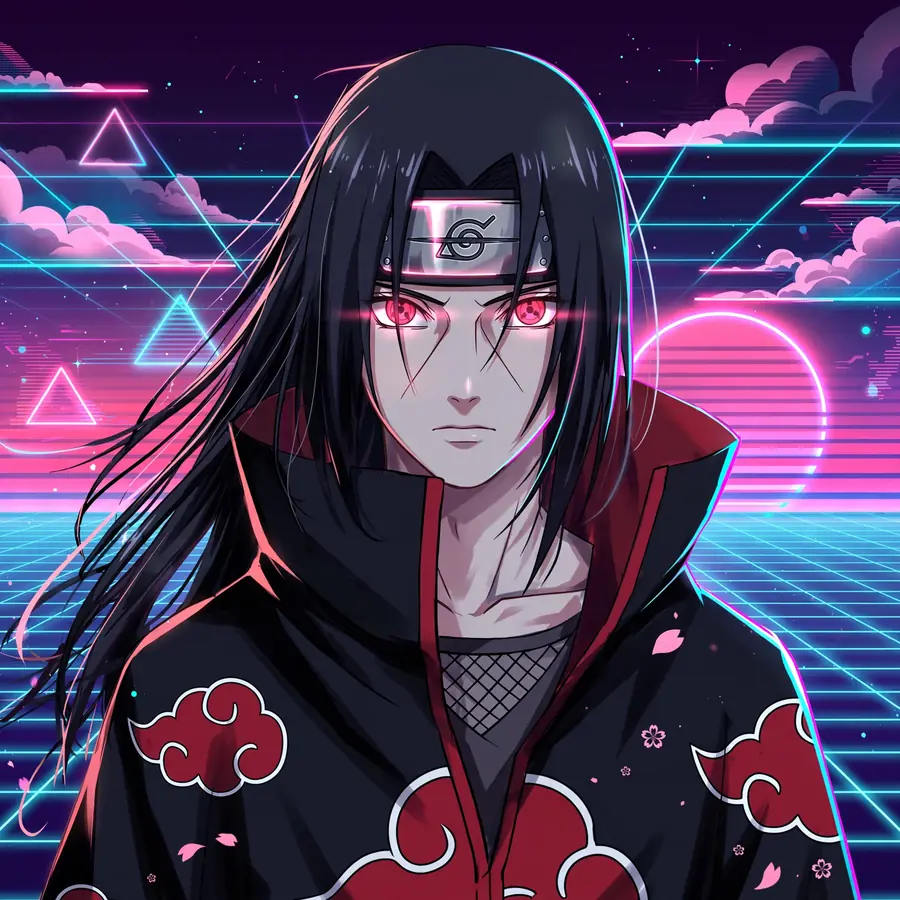 Aesthetic pfp Itachi: original Uchiha under wisteria flowers