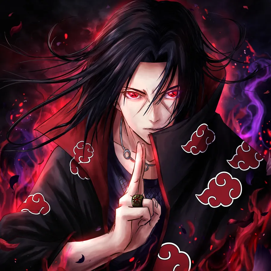Itachi pfp Akatsuki: original duo-style composition with red moon