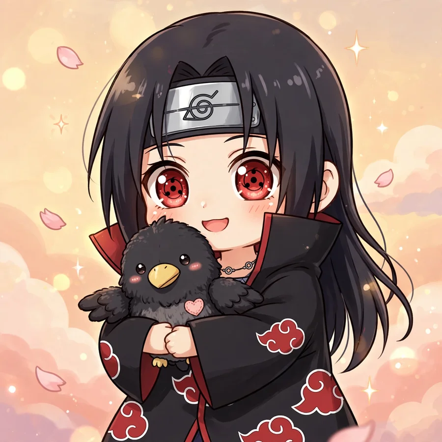 Itachi pfp chibi: original mini Itachi holding dango skewers