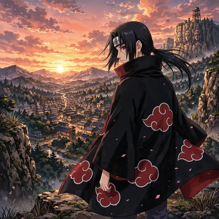 Itachi pfp sad: original farewell scene with setting sun