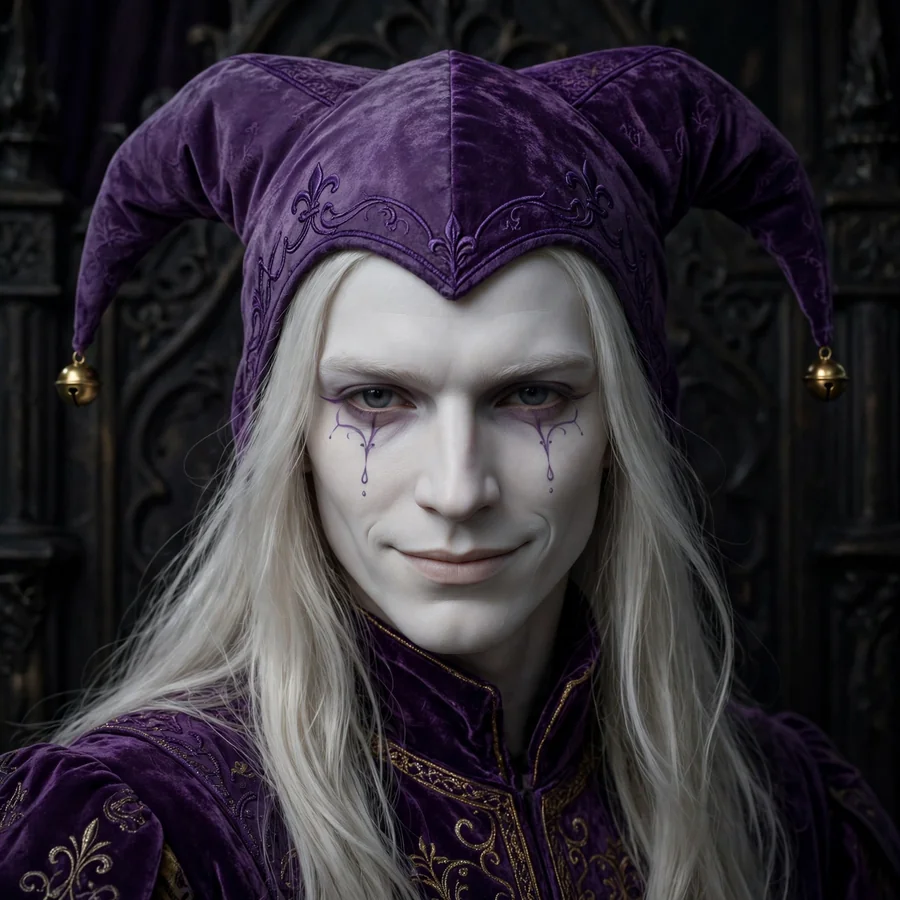 Aesthetic Joker pfps: original pale gothic jester with long white hair