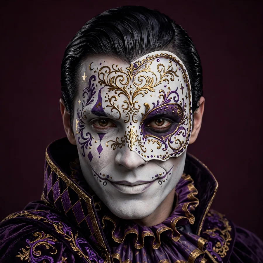 Aesthetic Joker pfps: original venetian masquerade mask with gold filigree