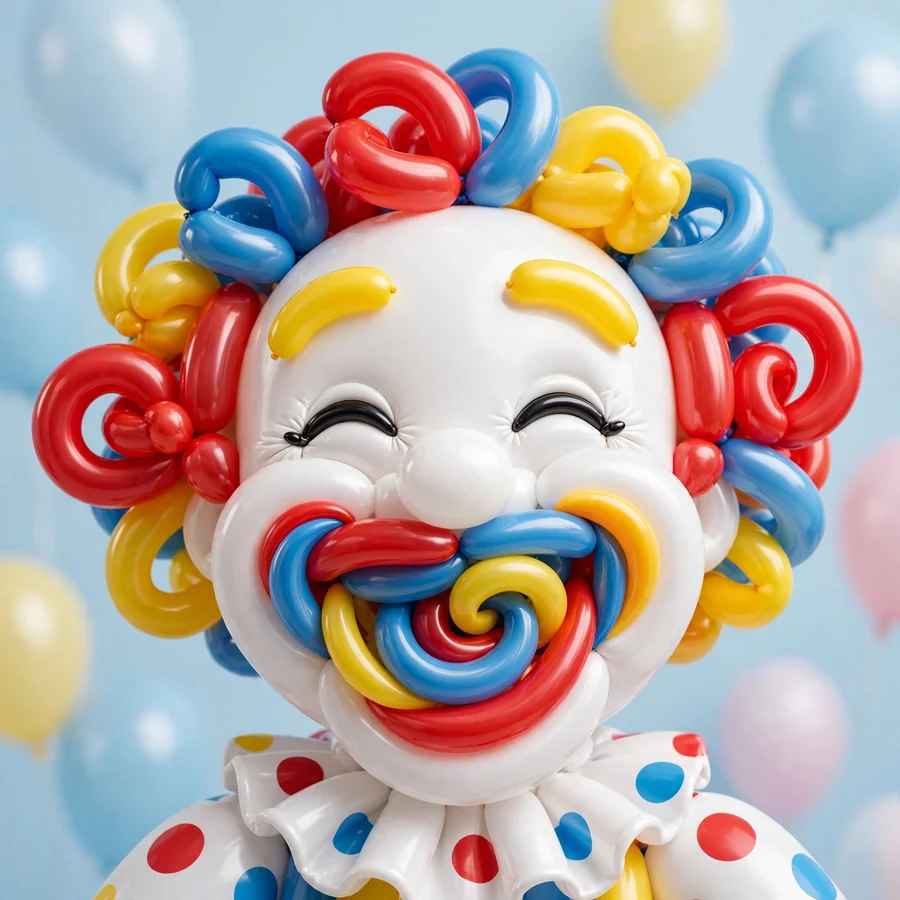 Joker cute pfp: original balloon clown with a swirl balloon smile