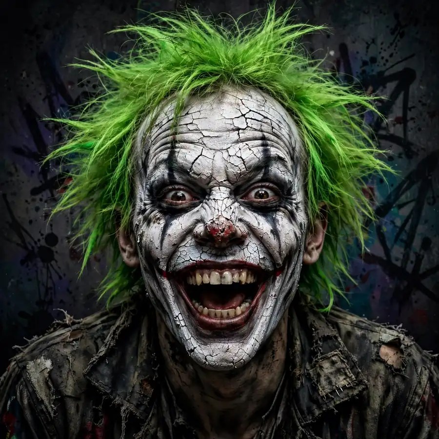 Dark Joker pfp: original cracked face paint and wild green hair