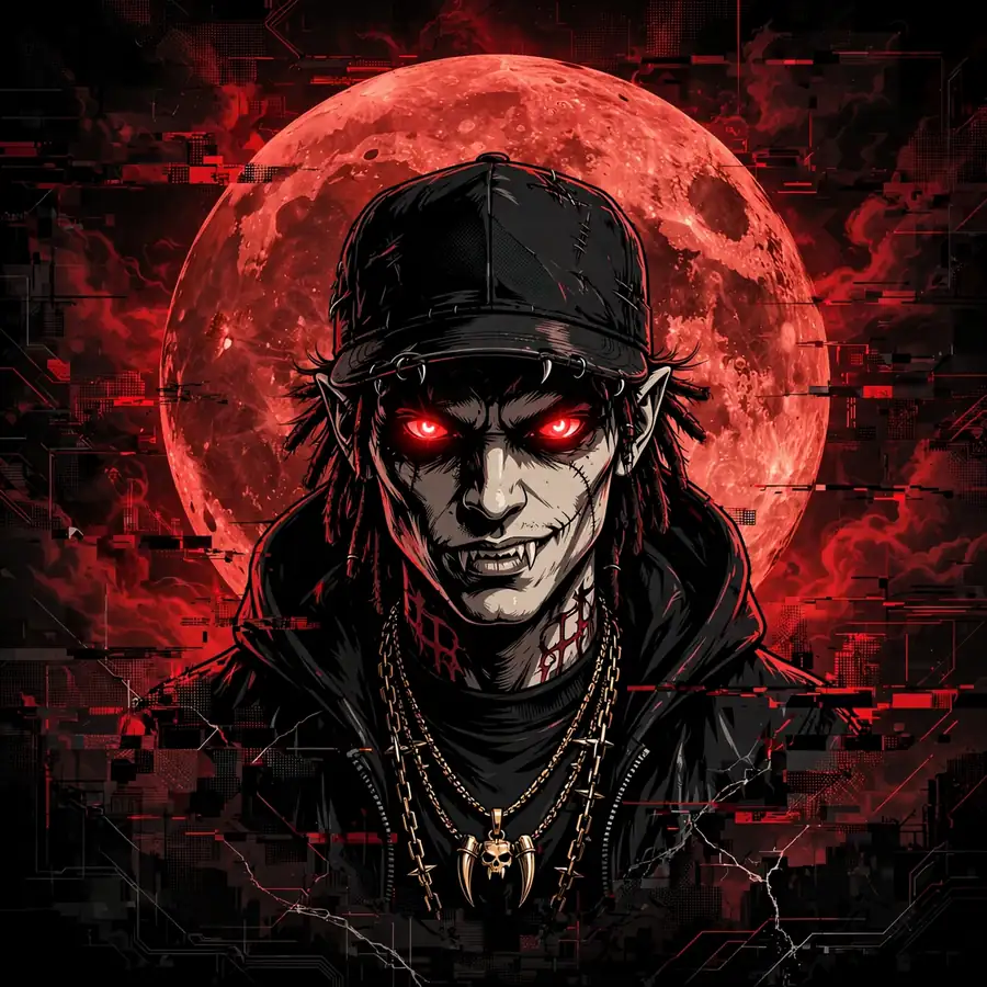 Ken Carson album art pfp: original blood moon glitch design