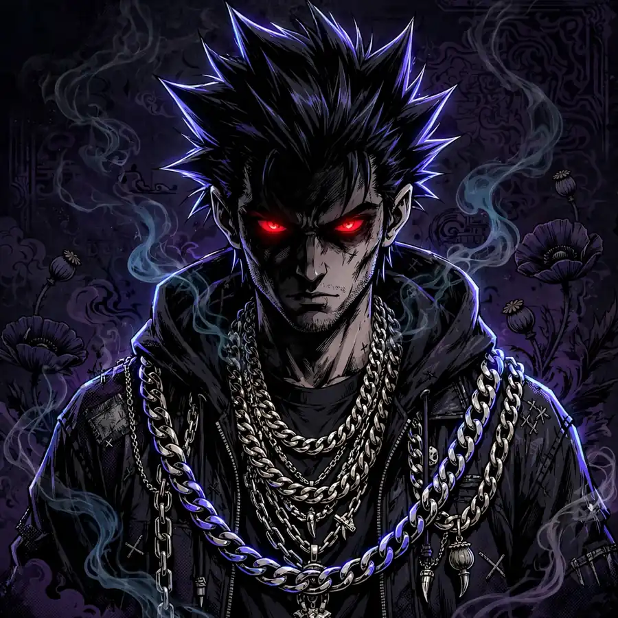 Ken Carson pfp dark: original chains and smoke portrait
